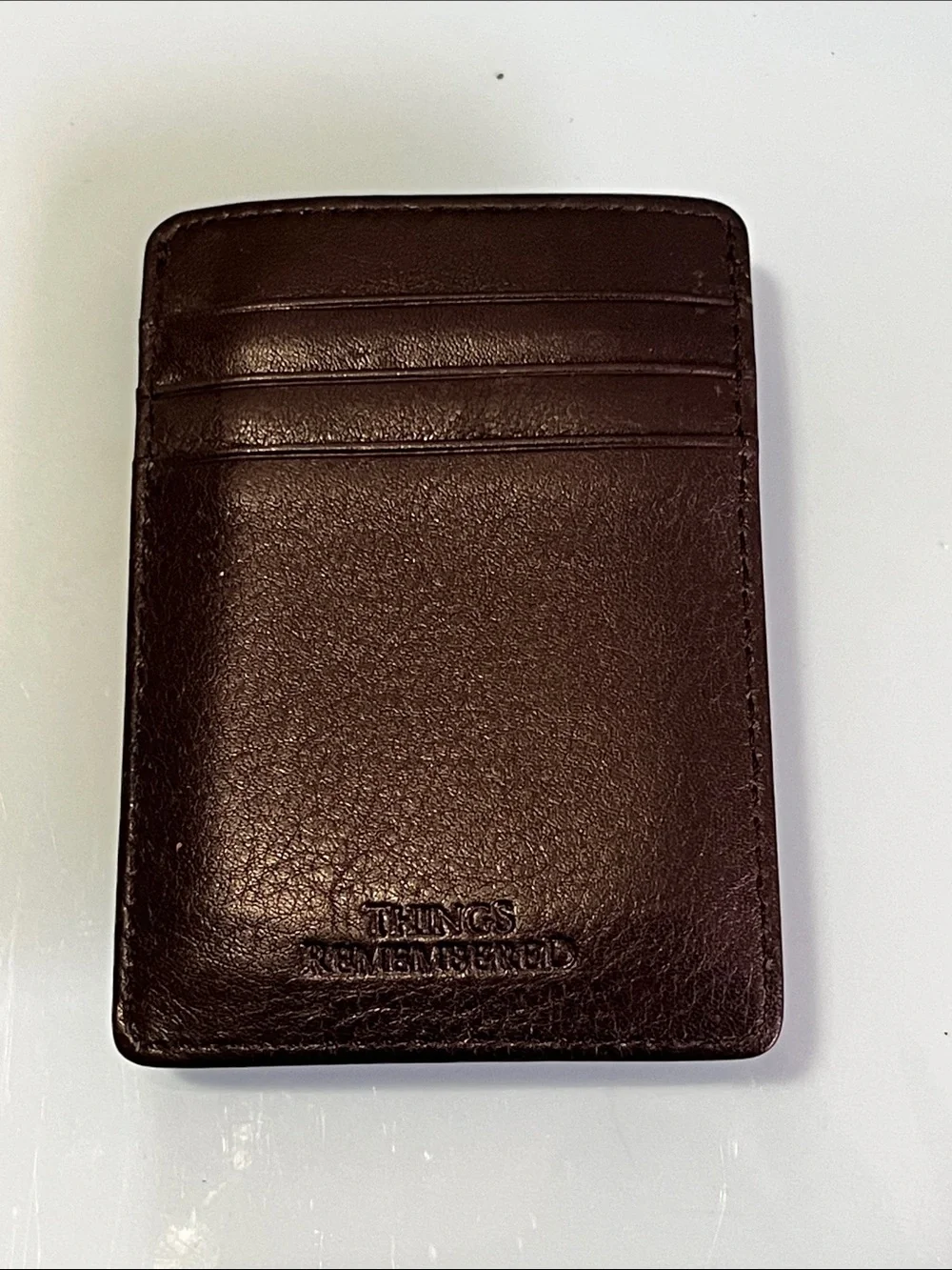 Things Remembered Brown Leather Money Clip with Rose Gold Plate